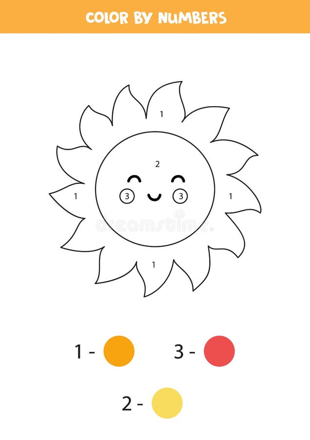 Color Lindo Sol De Dibujos Animados Por Números. Hoja De Cálculo Para  Niños. Ilustración del Vector - Ilustración de rayo, historieta: 216577804