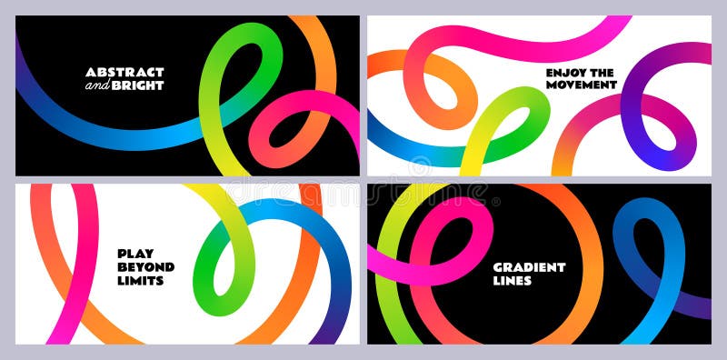 Color Line Abstract Patterns. Rainbow Gradient Ribbon Backgrounds. Vector Wave Graphic with 3D Dynamic Lines vector illustration