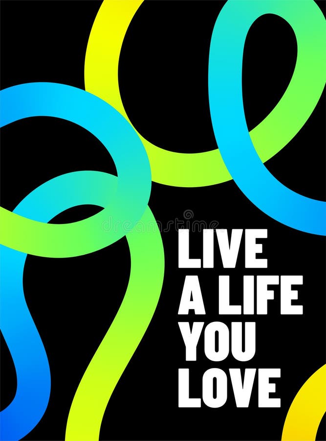 Color lines vector background. Abstract poster with colorful liquid gradient lines and motivational fun typography on vector illustration