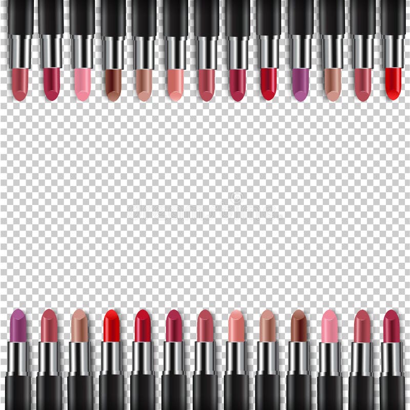 Color Lipsticks Border Transparent Background Stock Vector