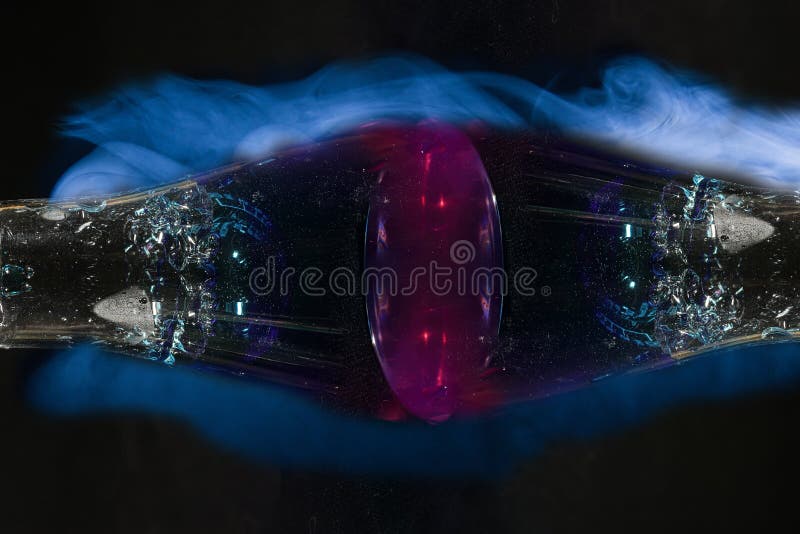 The color liquid in the flask stock image