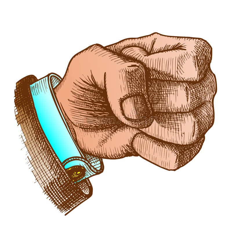 Color Male Hand Make Fist Gesture Vector