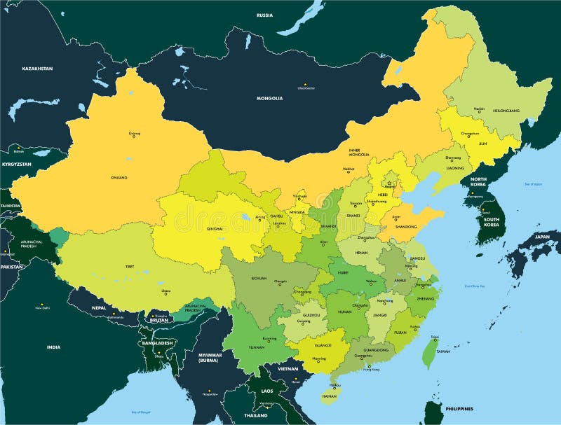 Color map of China royalty free illustration