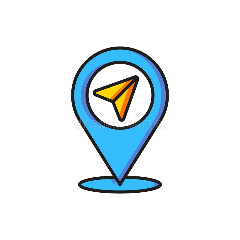 Color Map pin icon isolated on white background. Navigation, pointer, location, map, gps, direction, place, compass royalty free illustration