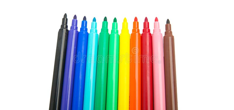 Scrawl Of Multicolor Thin Markers Stock Photo - Download Image Now