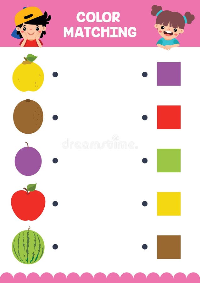 Color Matching Worksheet For Kids vector illustration