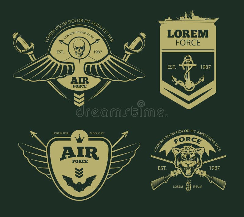 Color military vector patches vector illustration Color military vector patches vector illustration
