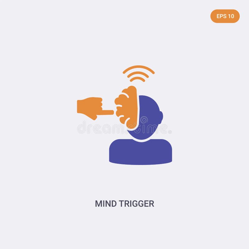 2 color Mind trigger concept vector icon. isolated two color Mind trigger vector sign symbol designed with blue and orange colors