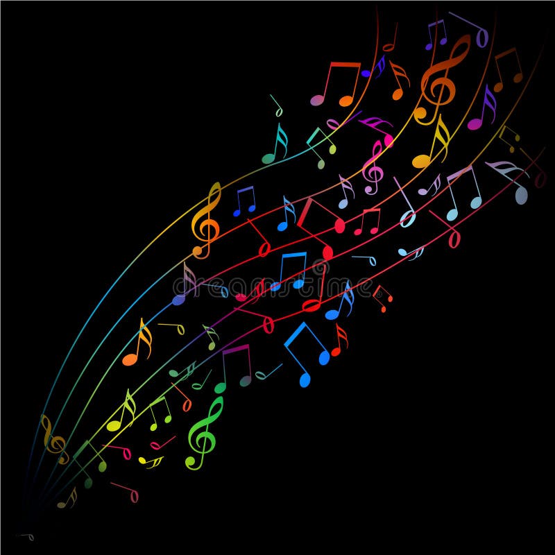 musical notes in a colorful wave musical notes in a colorful wave