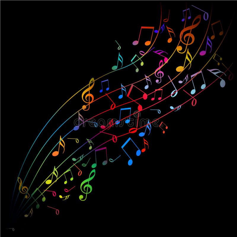 Color Spectrum Wave With Musical Notes Stock Illustration