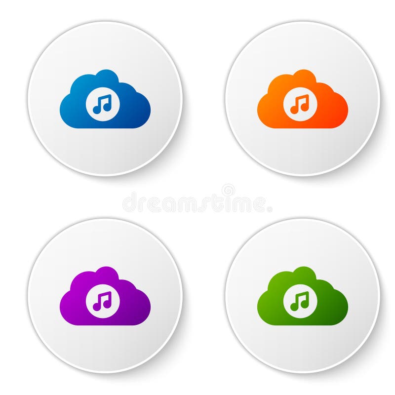 Music stream icon line cloud. Isolated symbol online education