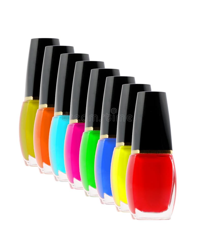 Coloured Nail Polish Bottles Stacked Circle Stock Image Image of