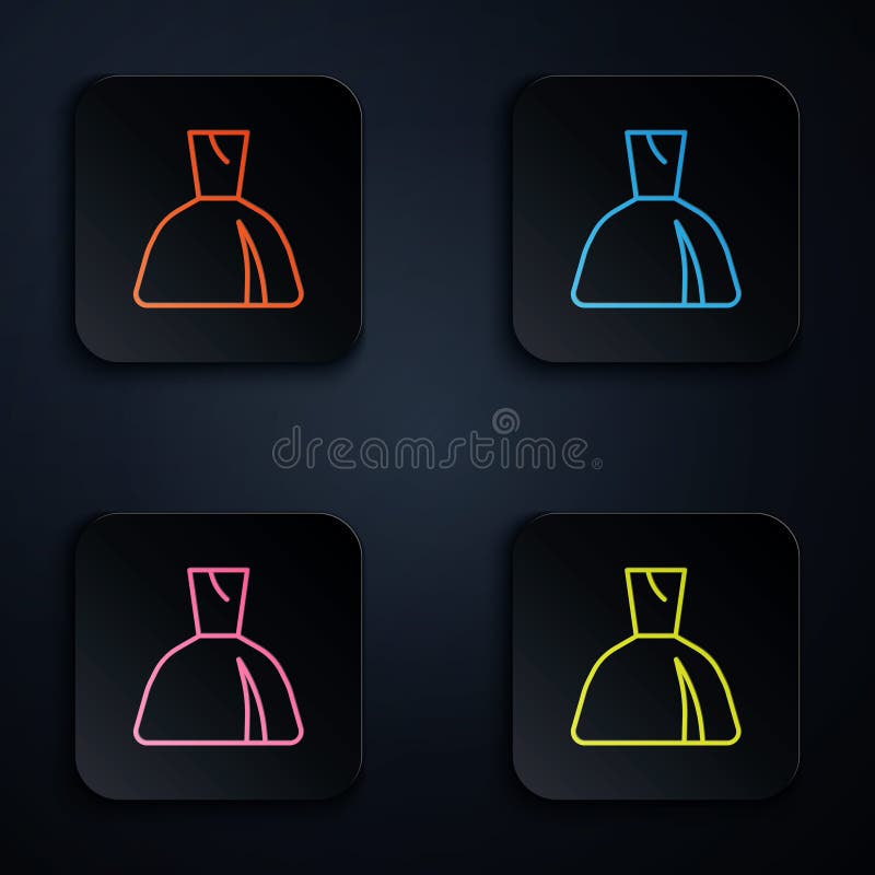 Color Neon Line Woman Dress Icon Isolated on Black Background. Clothes ...