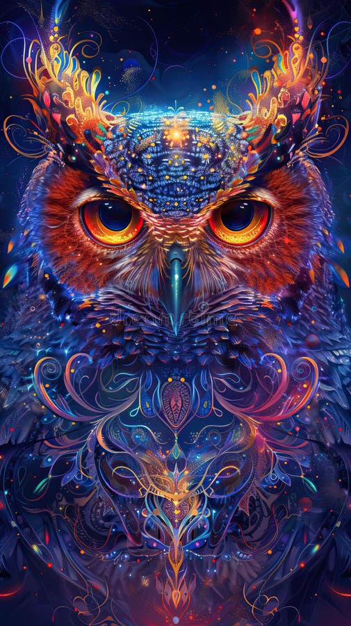 Color neon owl image royalty free illustration