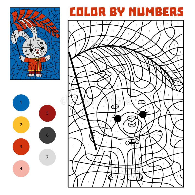 Color by number, education game for children, Chinese new year character rabbit stock illustration