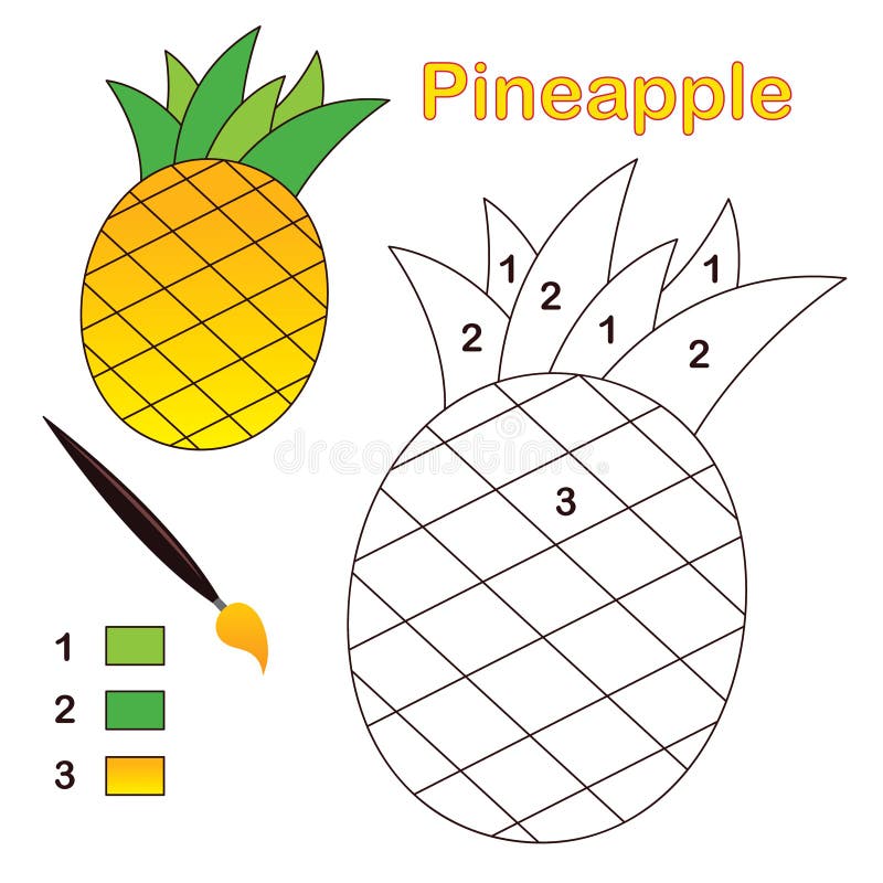 Color by number: pineapple stock vector. Illustration of colouring ...