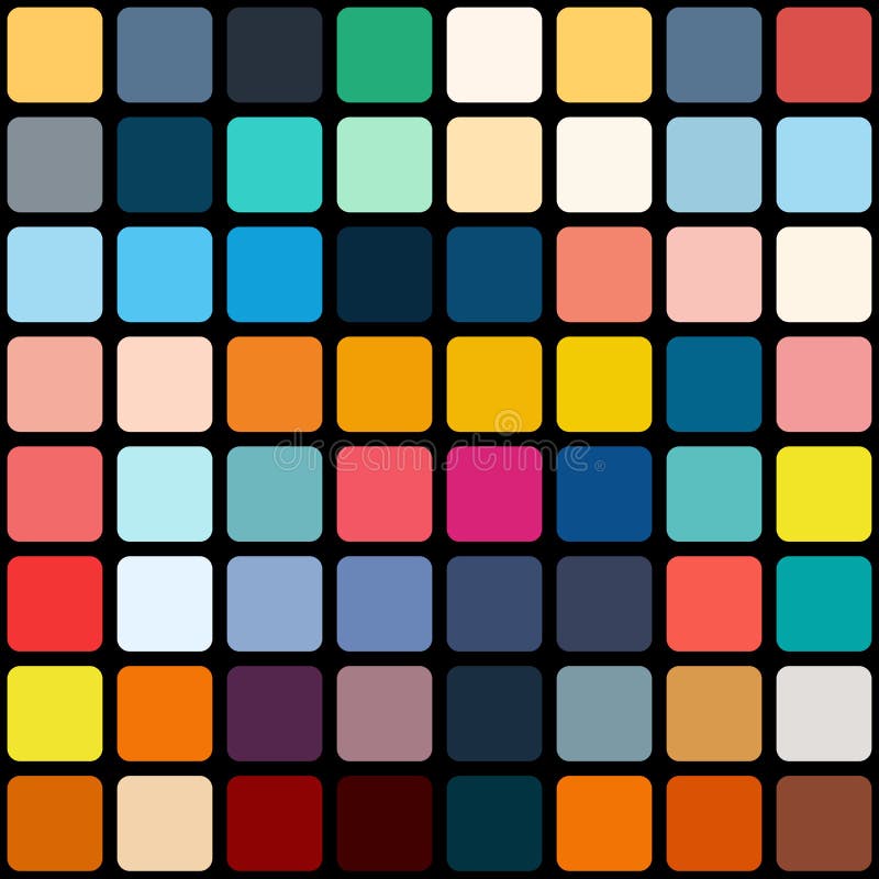 Color Palette in Bright Colors Over Black Background. Seamless Stock