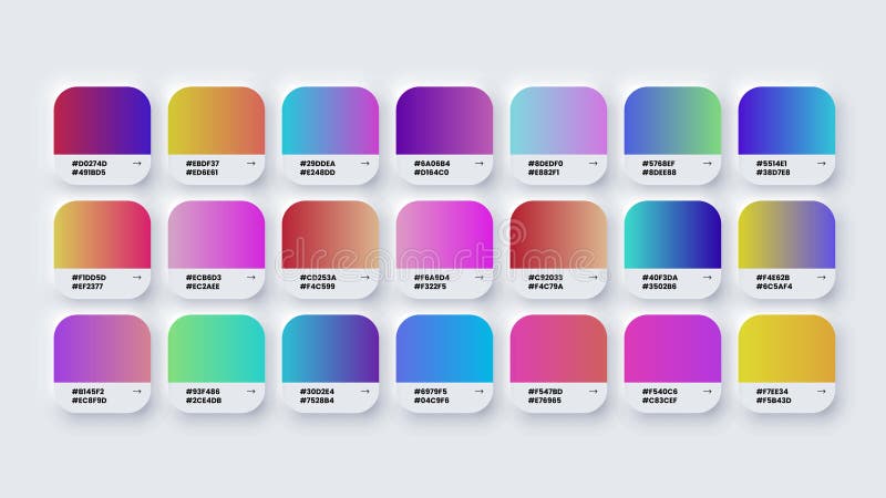 Set pink pantone color palette in rgb hex. Pink color catalog. neumorphic  style color palette for ui ux design Stock Vector