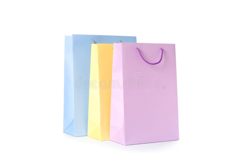 Color paper bags isolated stock image. Image of shopping 153575815