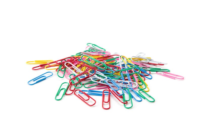 Color paper clips isolated