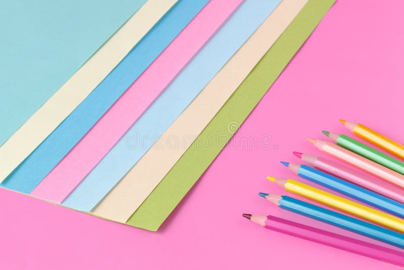 Color papers geometry flat composition background royalty free stock photography