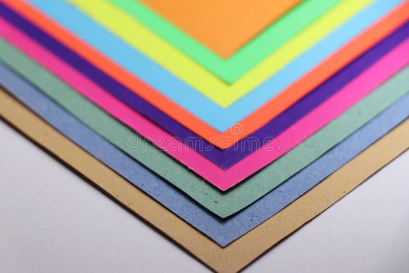 Color papers used in decoration or hobby projects stock image