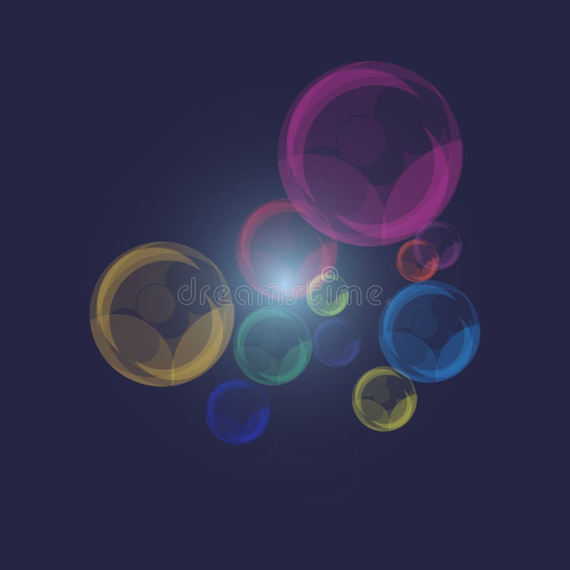 Color of Pearl Bubbles on Dark Blue Background Stock Vector