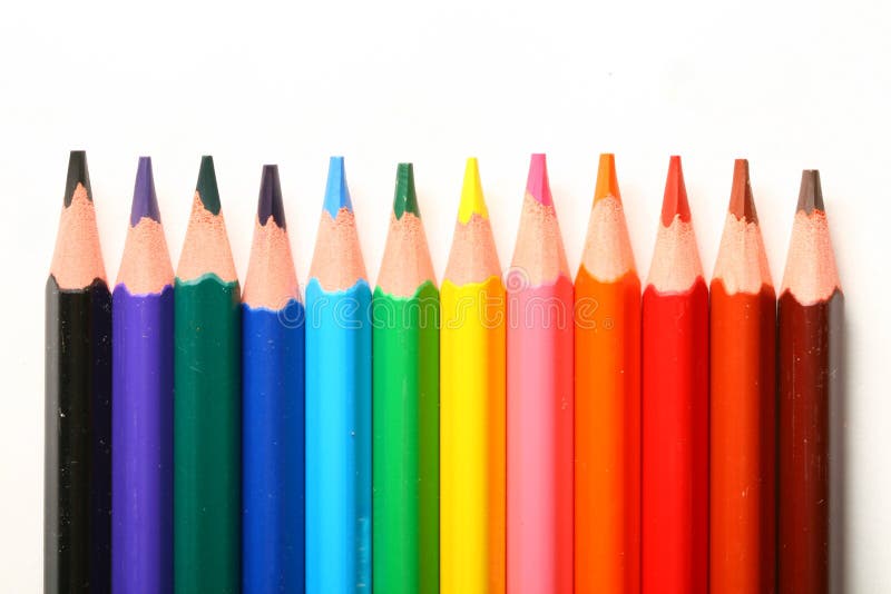 Row of pencil crayons stock image. Image of pencils, yellow - 6166603