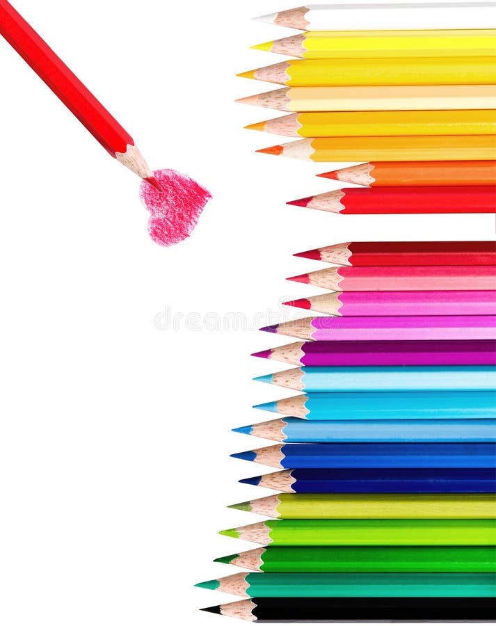 Drawing Pad With A Heart And Colorful Colored Pencils On A White Background  Stock Photo - Download Image Now - iStock