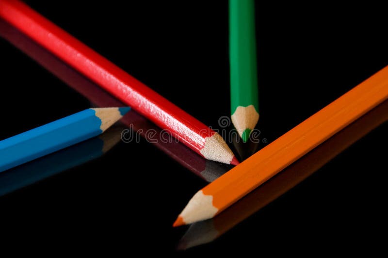 Color pencil on black stock image. Image of close, orange 14732563