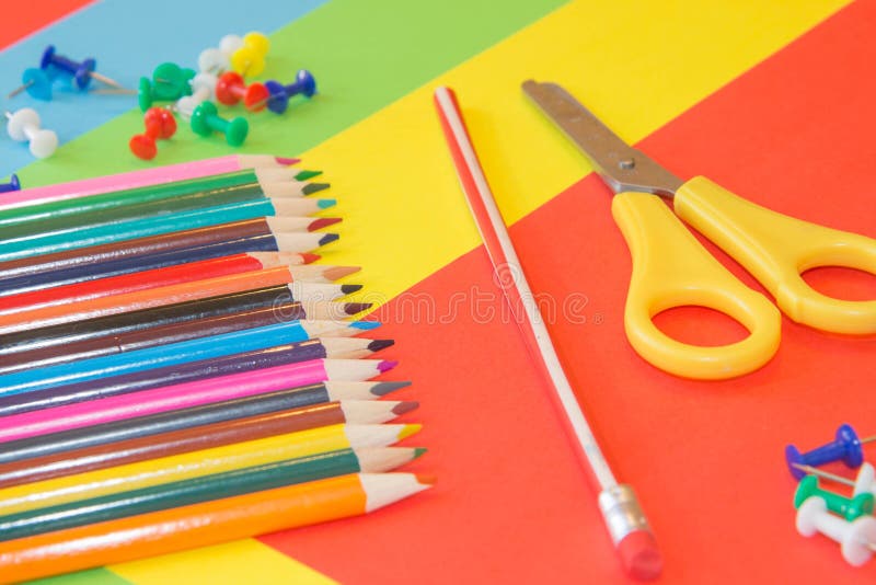 Color Pencil on Colored Paper. Colored Pencils Stock Photo Image of