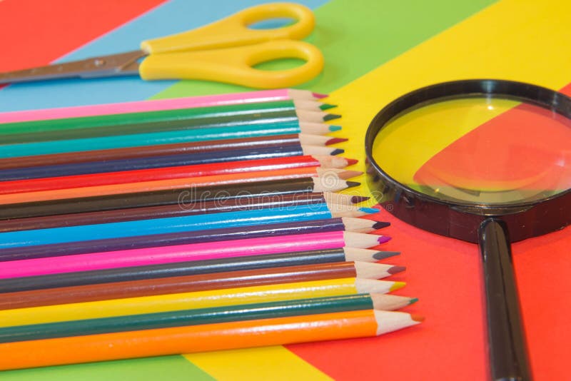 Color Pencil on Colored Paper. Colored Pencils Stock Photo Image of
