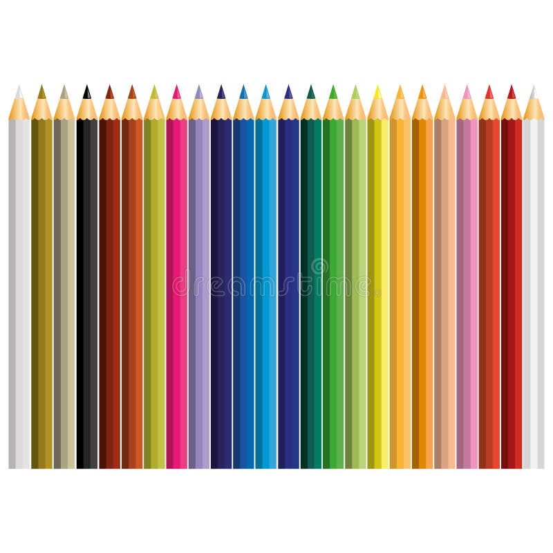 24 color pencil vector