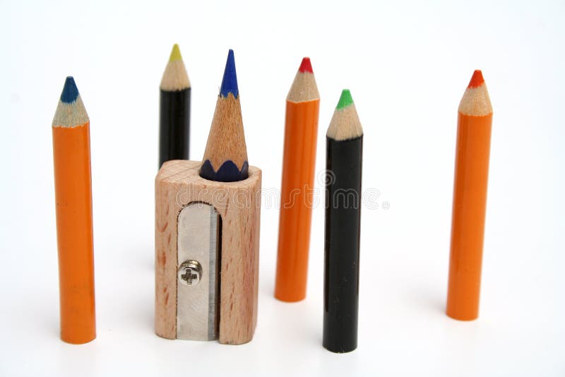 Color pencils around of a unusual sharpener