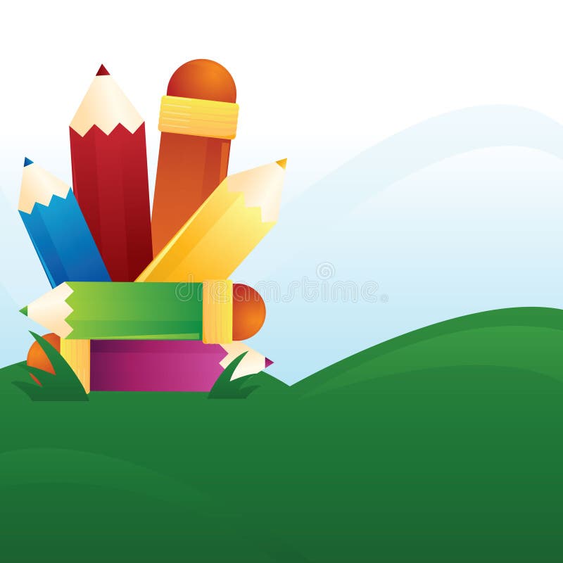 Color pencils on land royalty free illustration