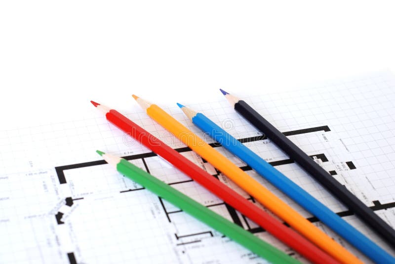 Color pencils and plans