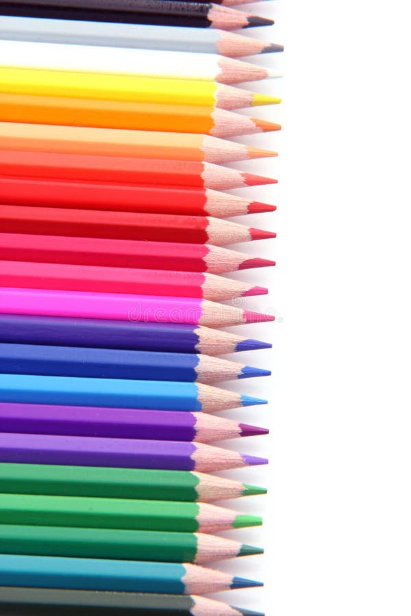 Color pencils in row