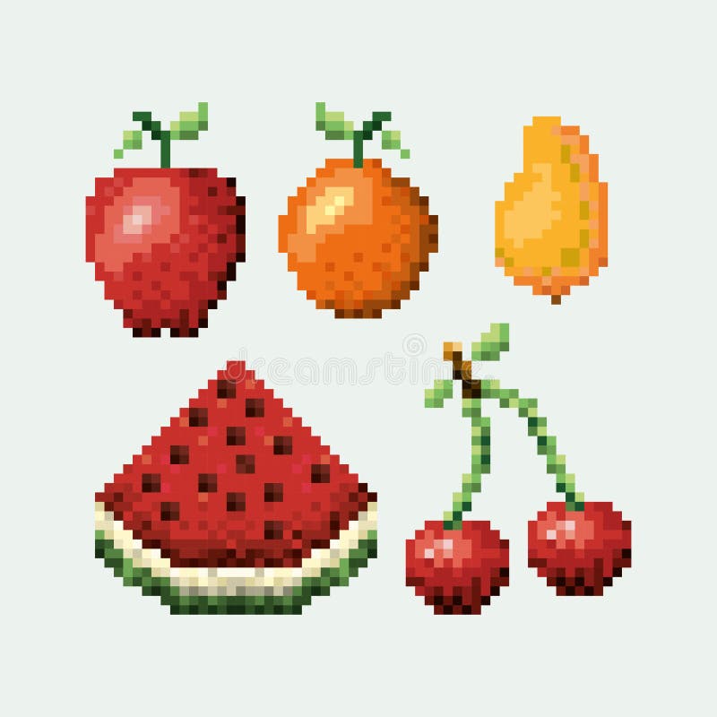 Pixel fruits set Royalty Free Vector Image - VectorStock