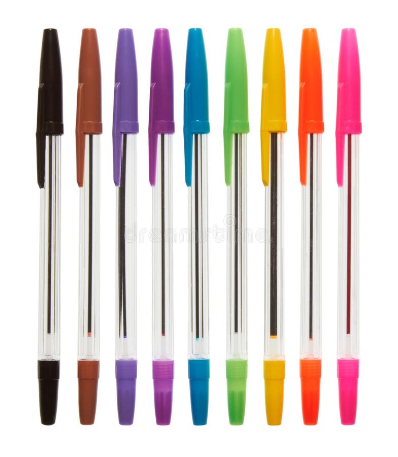 Color Plastic Ballpoint Pens Stock Photo Image of black, purple