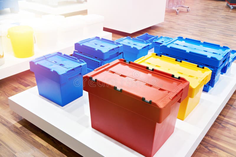 Color Plastic Boxes in Hardware Store Stock Image Image of organizer