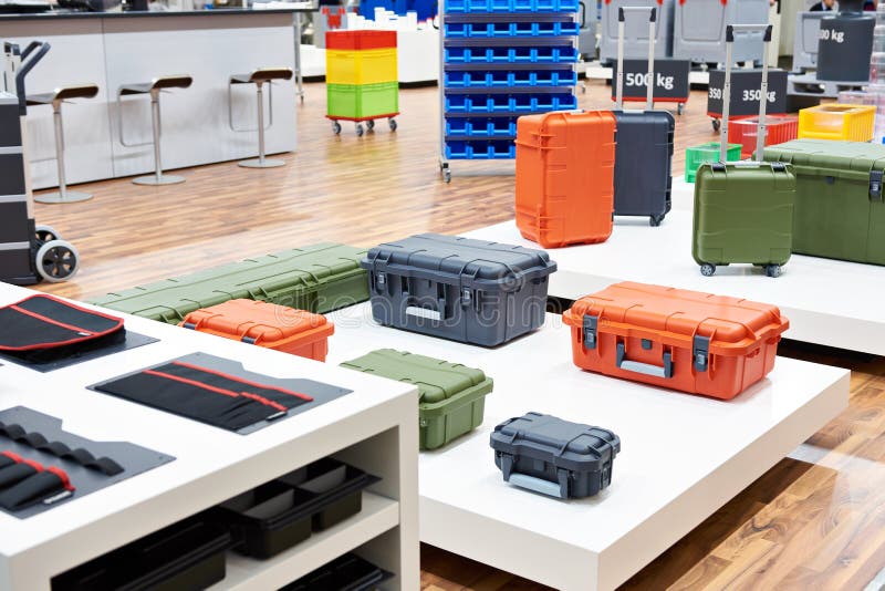 Color Plastic Boxes in Store Stock Photo Image of plastic, shelf