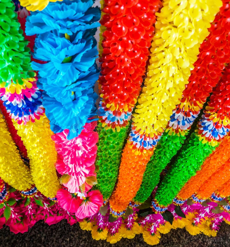 Color Plastic Garland For Pray And Worship. Stock Photo Image of
