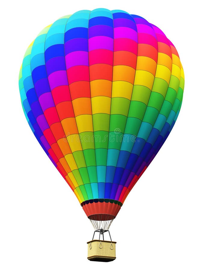 Color Rainbow Hot Air Balloon Isolated On White Background Stock