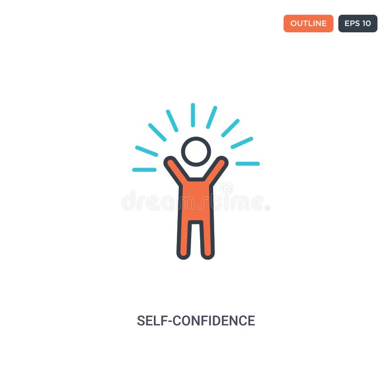 2 color Self-Confidence concept line vector icon. isolated two colored Self-Confidence outline icon with blue and red colors can