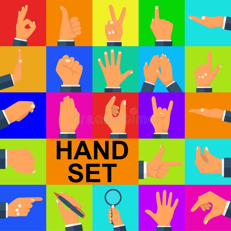 Hands Set In Different Gestures Stock Vector Illustration Of Design