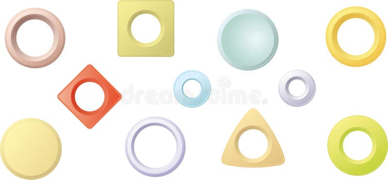 Color set of metal rivets royalty free illustration