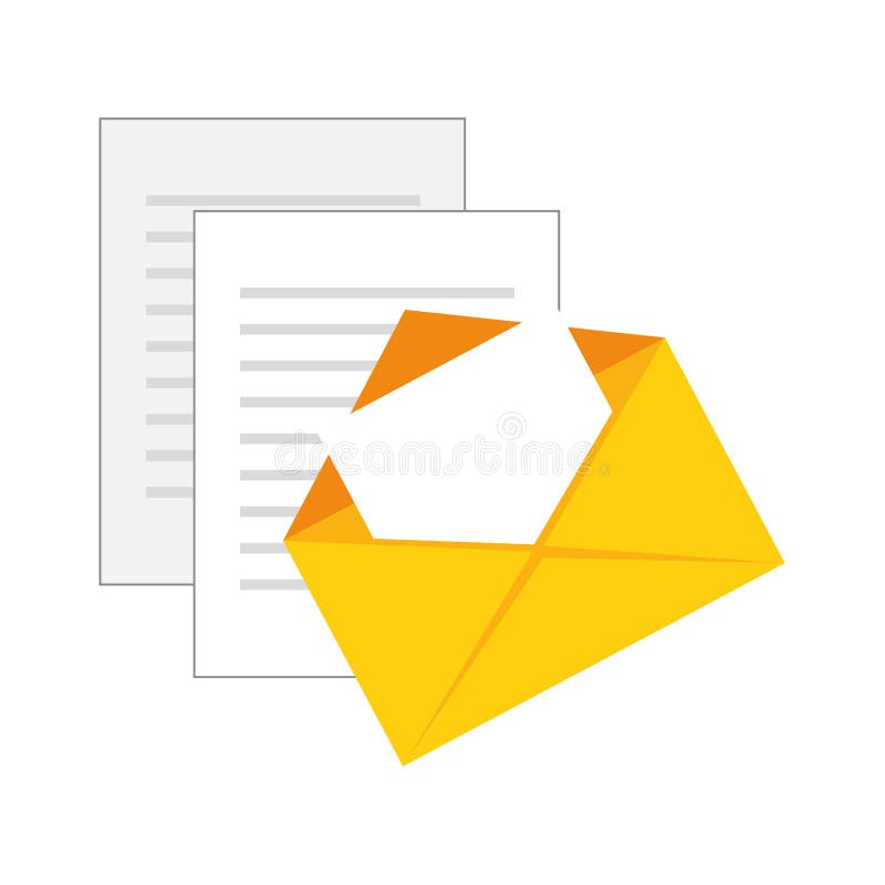 Color silhouette with envelope mail and documents sheets royalty free illustration Color silhouette with envelope mail and documents sheets royalty free illustration