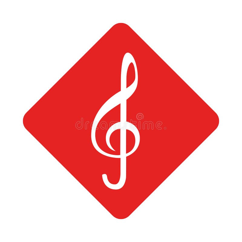 Color Silhouette Square with Sign Music Treble Clef Stock Vector
