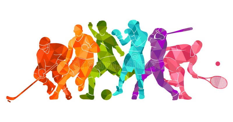 Color Sport Background. Football, Soccer, Basketball, Hockey, Box ...