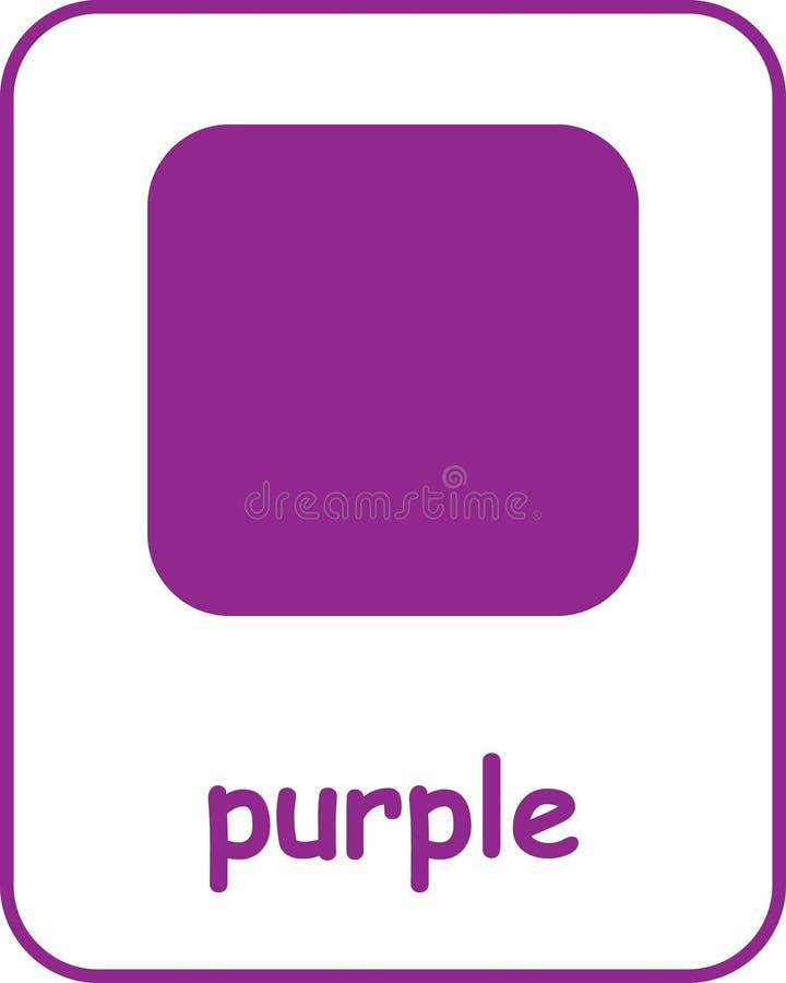 Purple Color Flashcard for Kids stock illustration